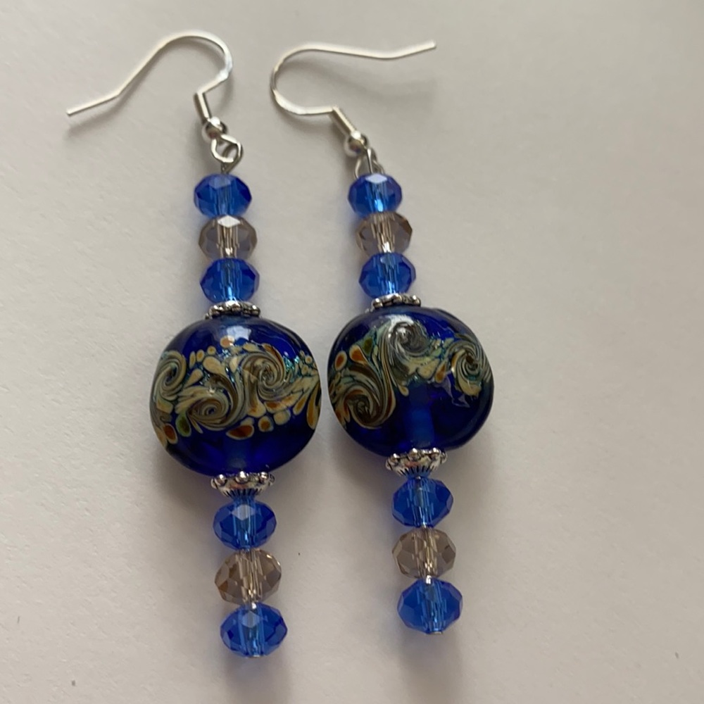 Gorgous Lampwork Glass Waves Earrings